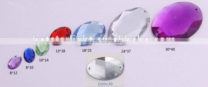 Sew On Stitching Stones 13x18mm Oval Shape Acrylic Stones With Double Holes
