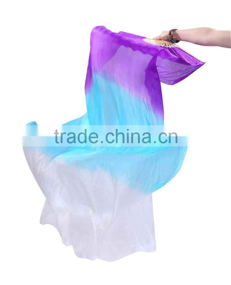 Hot Belly Dance Real Silk Veil Fan in horizontal Three Colors ( DJ1022)