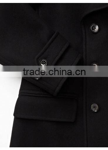 2014 new style 100% cashmere classic black custom coat