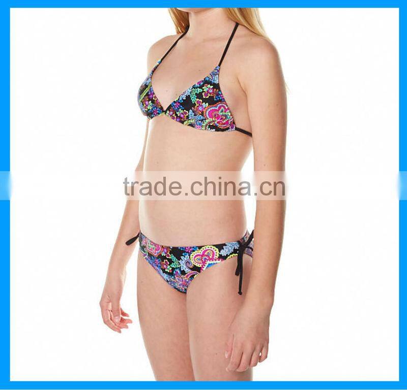 Domi full sexy photos girls removable foam cups and silver embroidery kids fashion bikini for girls