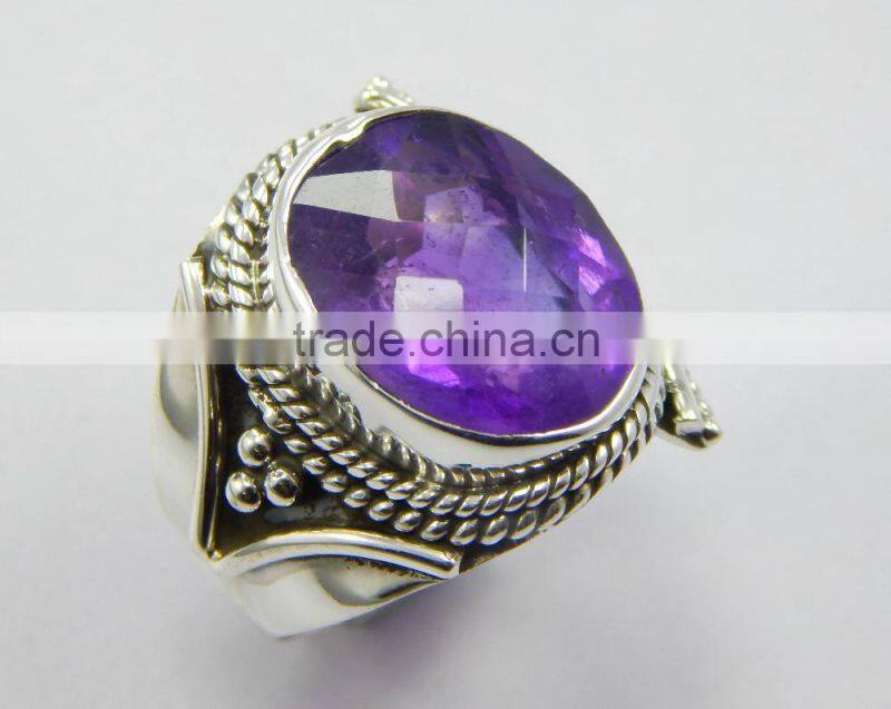 Natural faceted amethyst ring 92.5 sterling silver jewellery