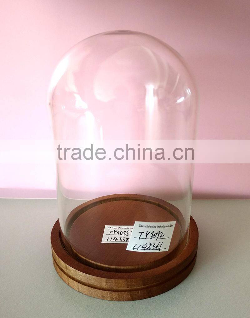 HEAT-RESISTANT GLASS CLOCK DOME WITH WOOD BASE