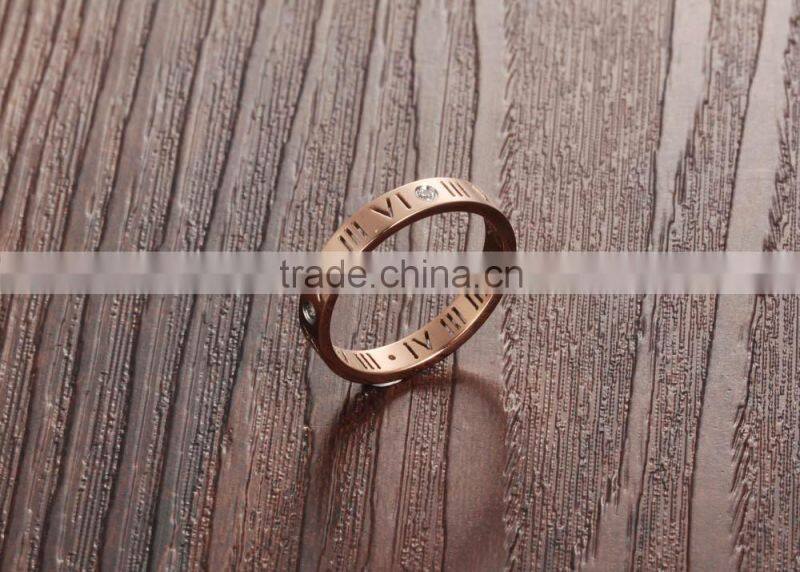 Wholesale New Fashion Jewelry Stainless Steel Rose Gold Ring With Letter Design