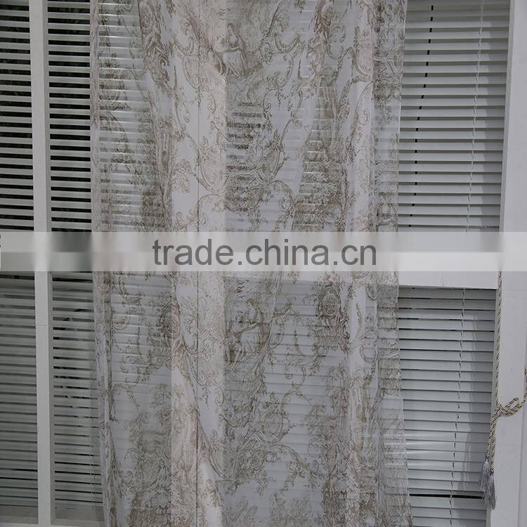 Wholesale French curtain design printing voile sheer curtain fabric in 2015