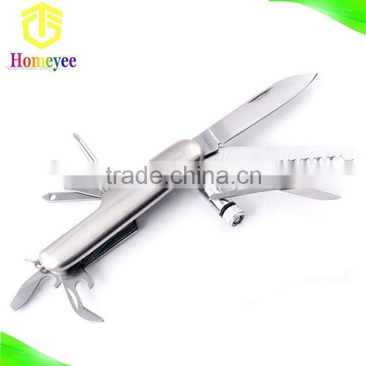 stainless steel 11 in 1 Multipurpose Camping Knife with led light
