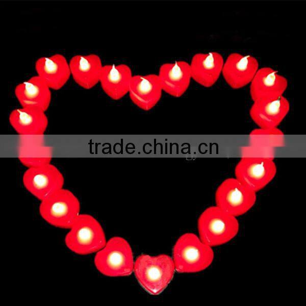 24Pcs / Box 7 Color Heart Shaped Rechargeable Electric Tea Light LED Candle Decorative Candles
