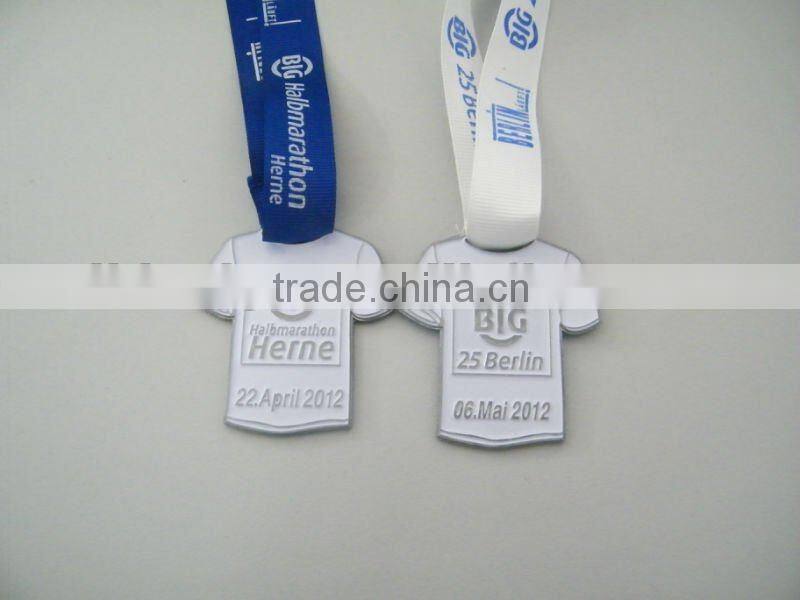 sports medal with ribbon, Silver medal, swimming medal, medal with lanyard