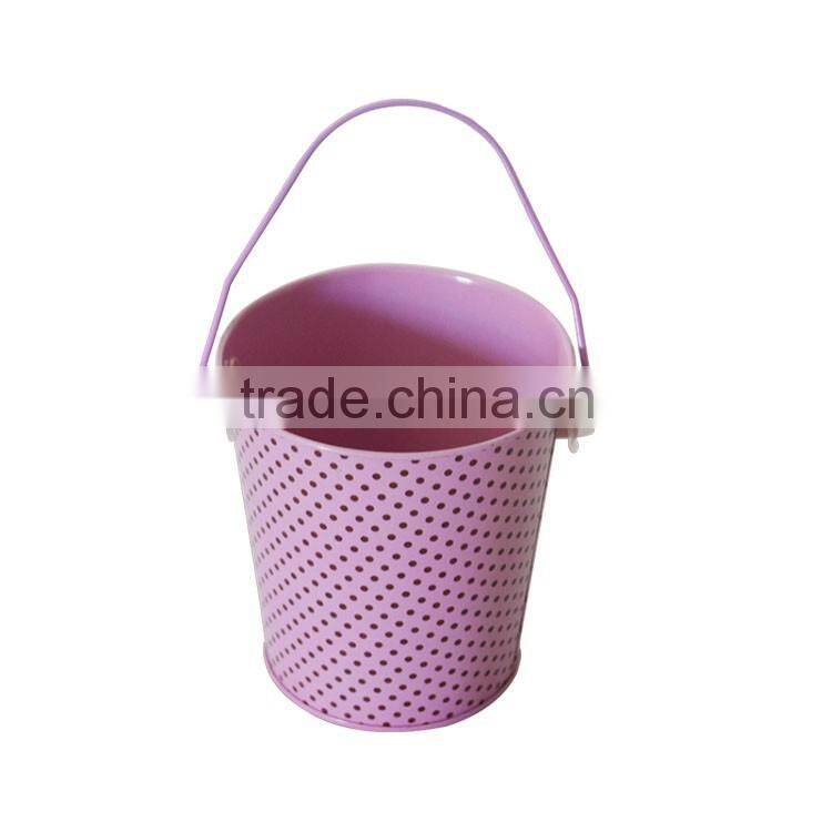 promotional beautiful printed bucket tin box with handle/bucket shape gift peicial tin box with handle/super mini tin bucket