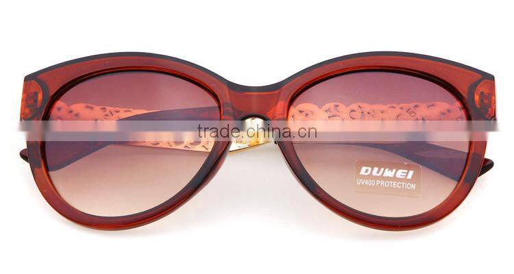 Fashion Women Cat eye PC frame with Metal flower Temples Roller Blank Bolle Sunglasses