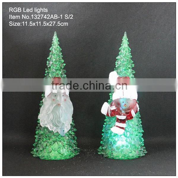 Christmas Acrylic tree and Santa and snowman with RGB led light, battery operated