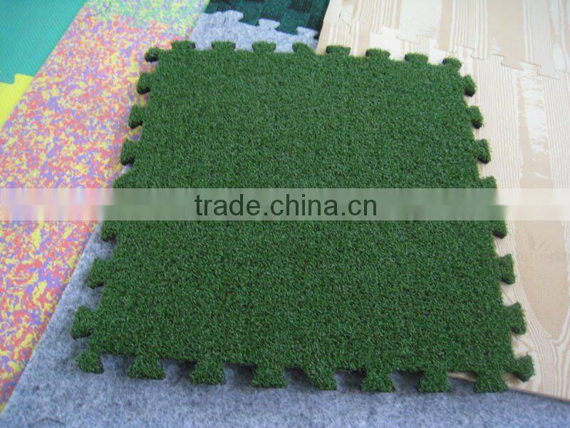 soft interlocking turf Tiles with EVA Foam Backing puzzle mats
