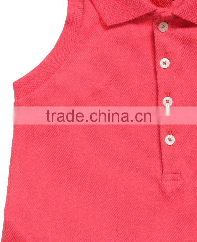 wholesales new arrival girl's sleeveless polo shirts of blank red color