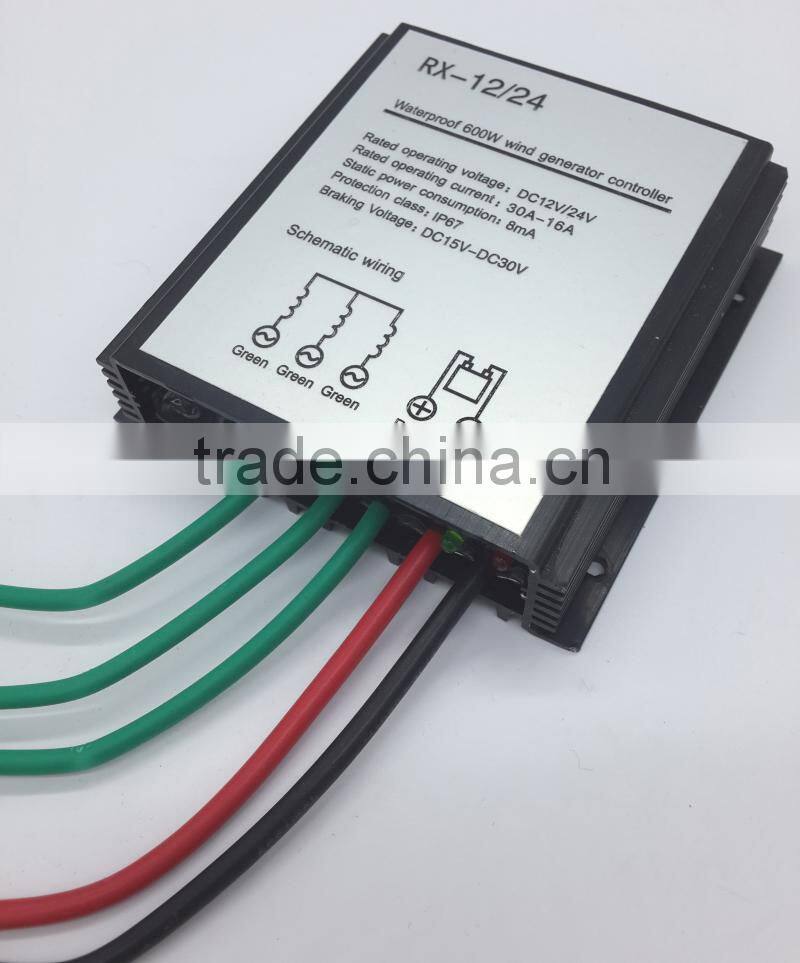 Upgraded wind charge controller for 100-600w wind turbine generator, waterproof wind regulator 12V/24V auto distinguish