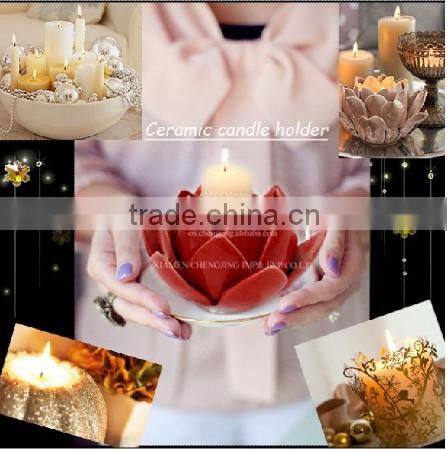Ceramic Plated handmade Flower candle holder