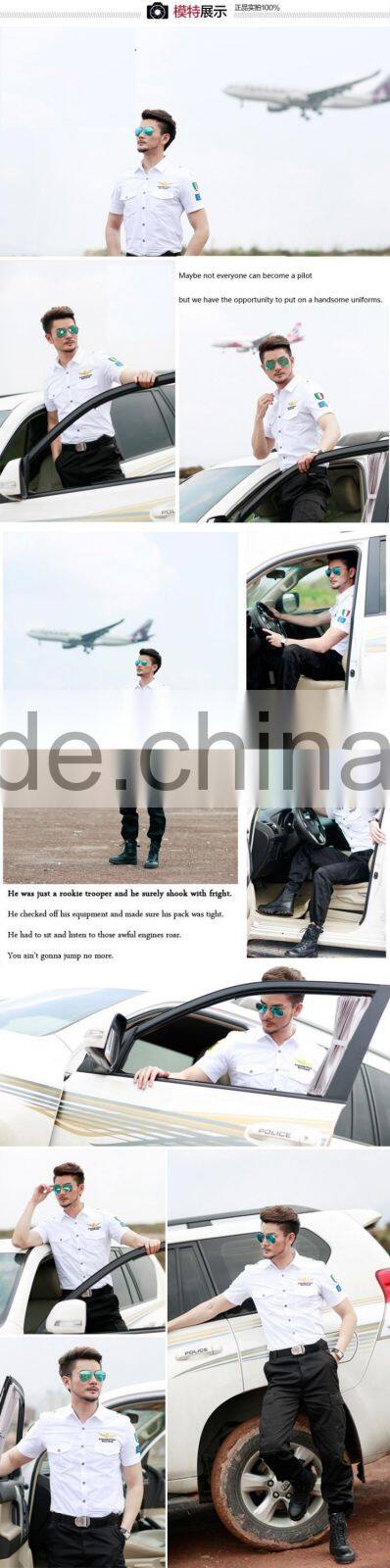 China Supplier cotton polyester Military Use and Formal Style pilot flight casual short sleeve shirt