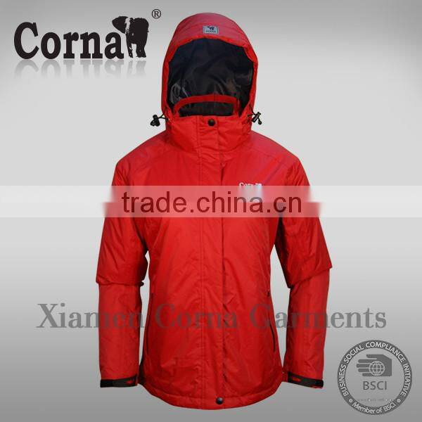 Charming design warm keeping red removable hood ladies winter jackets