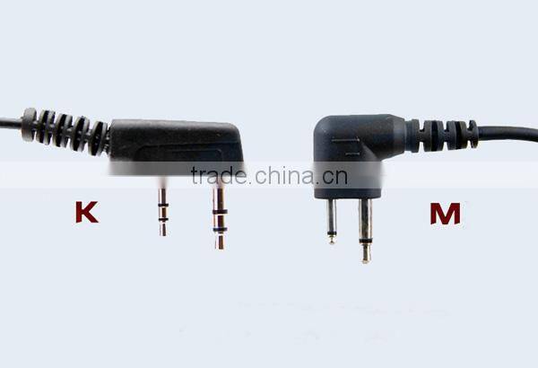 clear sound wired 2 pin acoustic black acoustic walkie talkie in-ear earpieces