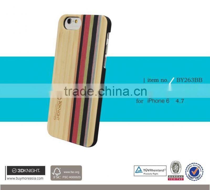 Factory OEM ODM Mix Colored Wood Custom Hard Back Natural Bamboo Cover for iPhone 6, for iPhone 6s Bamboo Case, Bamboo PC Case
