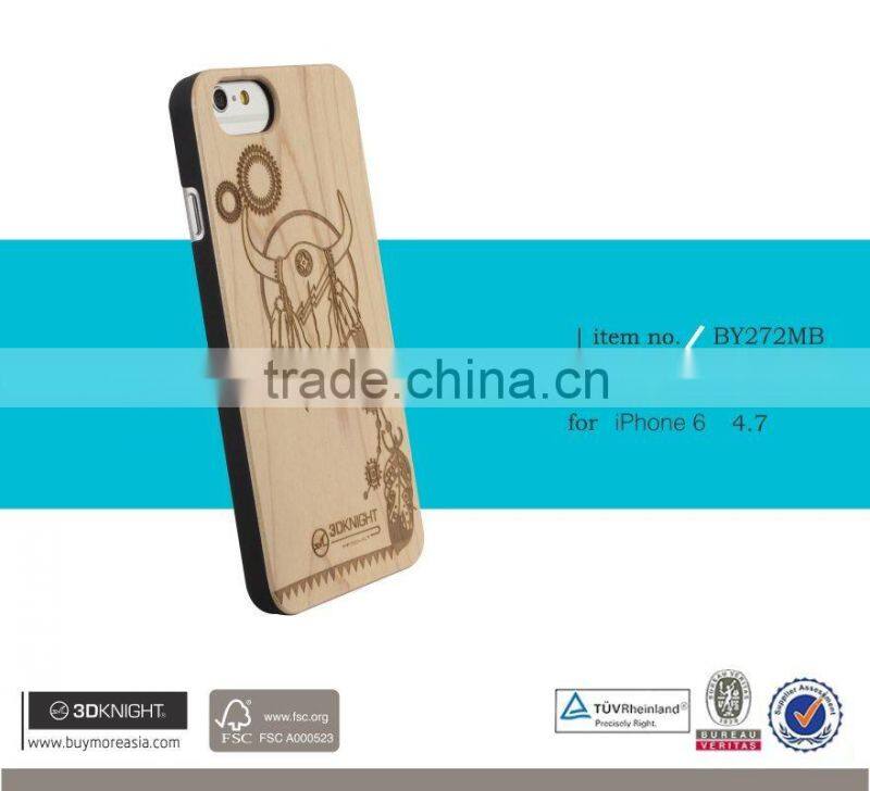 Wood Case for iPhone 6 Wooden 6Plus New Cover Natural Real Walnut Bamboo Carving Pattern Wood Smooth Back Cover