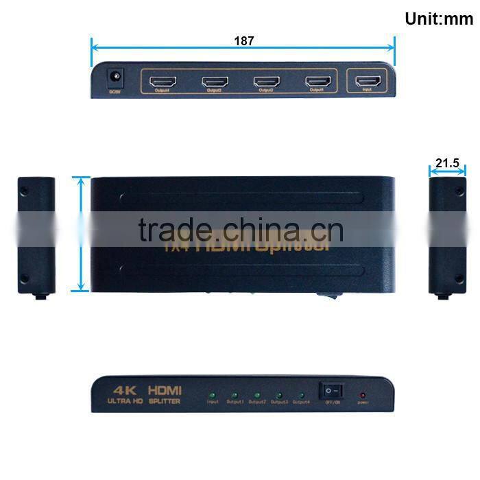 Support 4K 3D 1080P ULTRA HD 1 in 4 out splitter h dmi 1x4