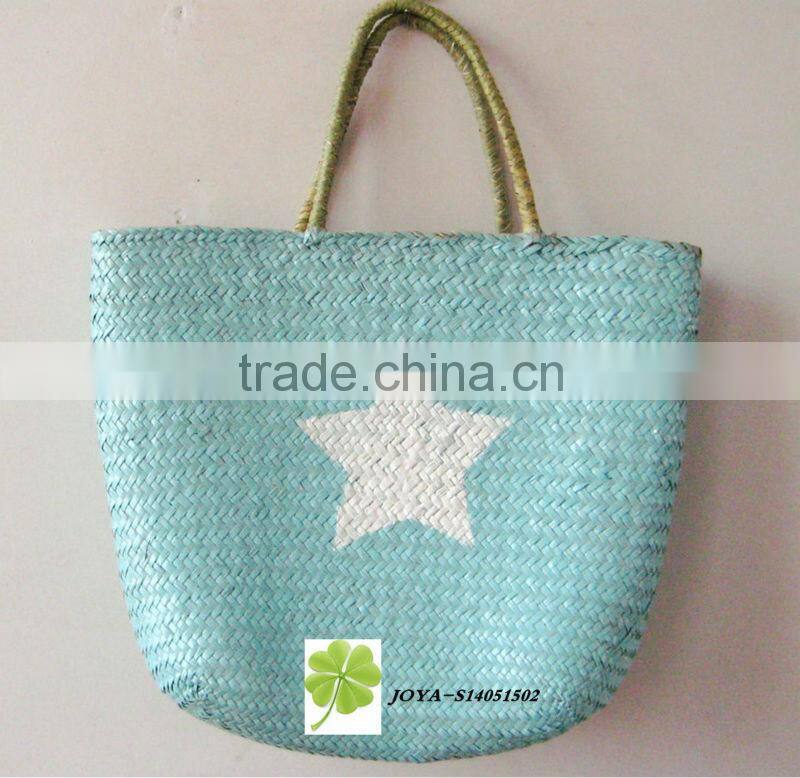 Natural seagrass summer straw handbag Beach straw bag