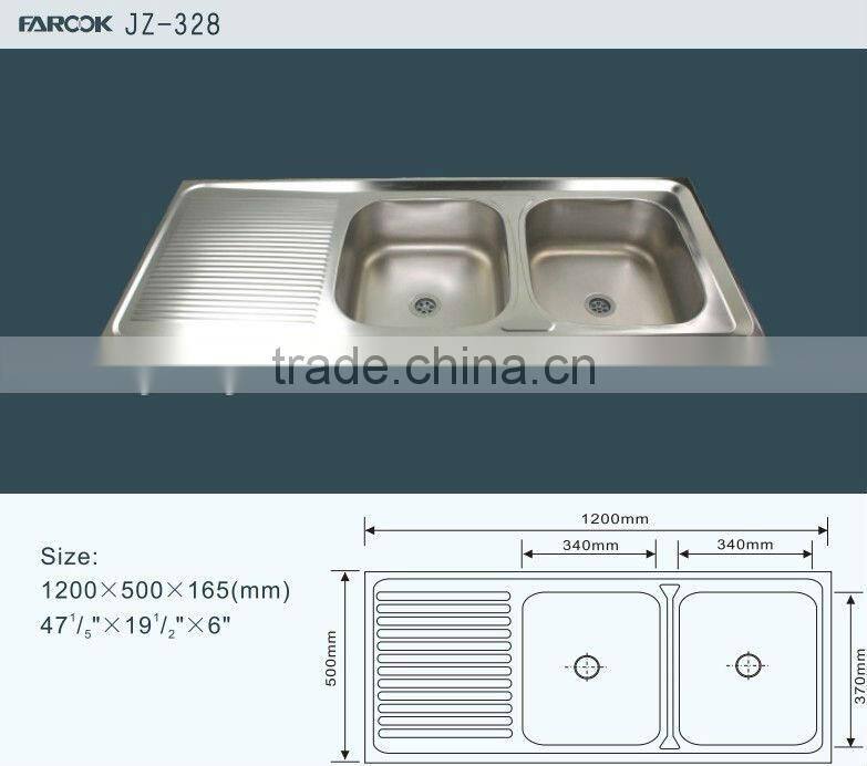 double bowl sink with drain board stainless steel kitchen sinks