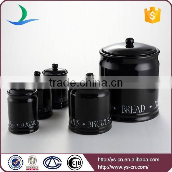 5pcs black ceramic kitchen jar set for house/office/hotel