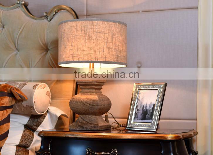 Imported marble carving lampbody fabric lampshade bedroom table lamp
