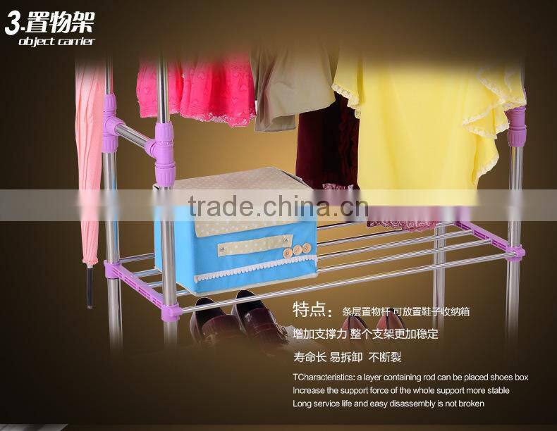 Double rods garment telescopic drying rack