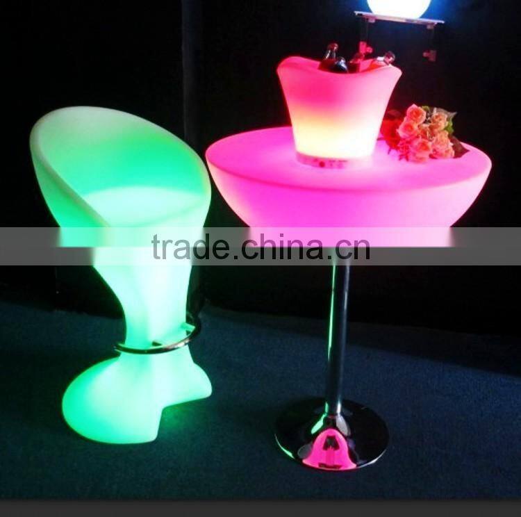 High quality outdoor coffee table led furniture set with led ice bucket