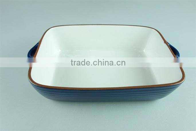 Colorful cute ceramic bakingdish rectangular baking dishes stoneware bakeware with handles