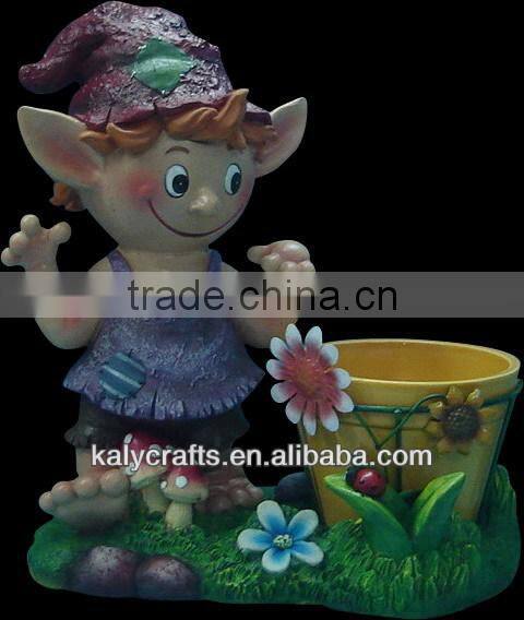 bee with plant pot flower pot polyresin garden animal