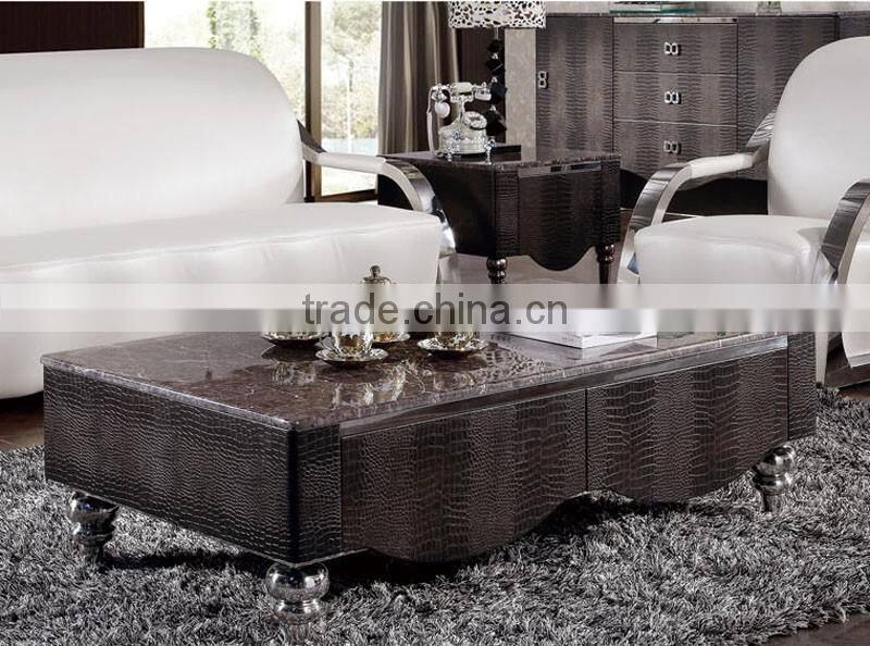 modern thick mdf cabinet coffee/center tables with high quality stainless steel legs