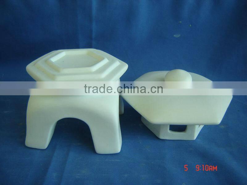 bisque candle holder halloween ceramic houses