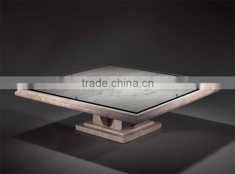 high quality natural marble with glass on top small round coffee table