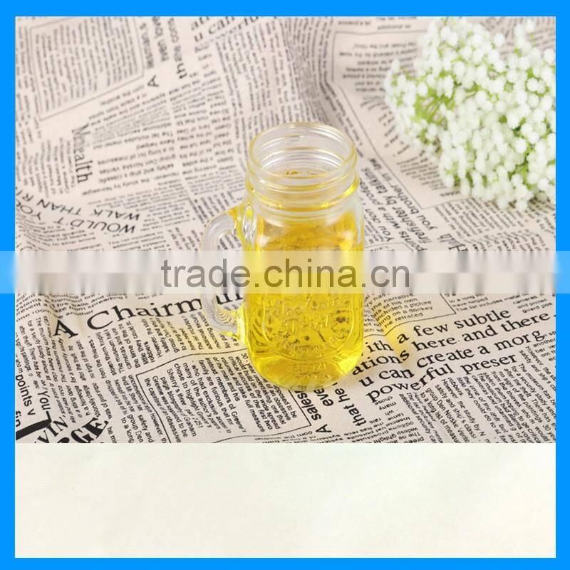 500ml Clear logo drinking glass mason jar with handle and metal lids in stock