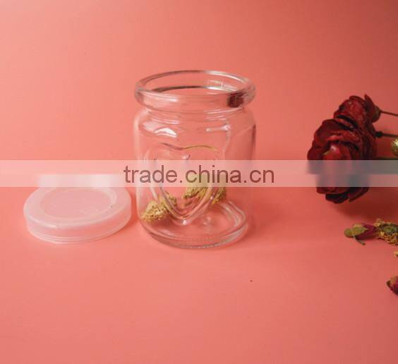 concise table use heart belief glass jam jar with lid