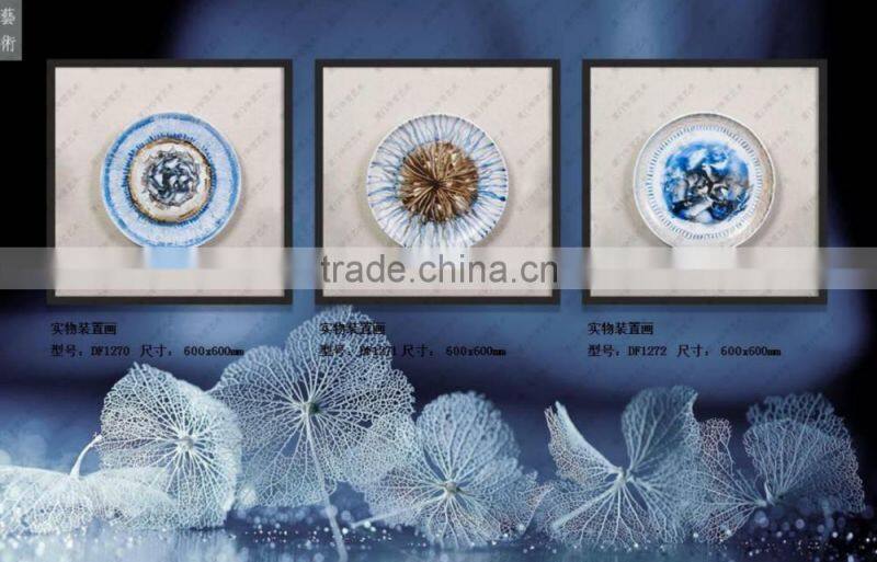 2017 White Wooden Frame Shadow Box Wall Art with Blue Agate Stone