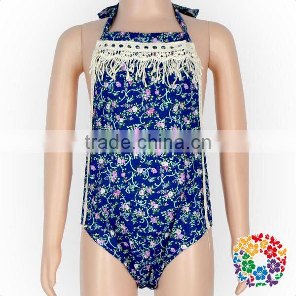 New Design Infant Baby Summer Tassel Halter Maize Floral Baby Romper