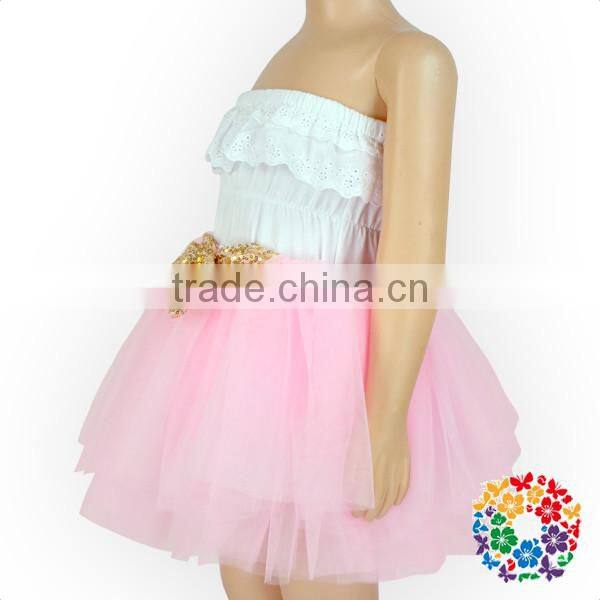 Sequin Bow Front Girls Perform Short Skirt 4 Layers Tulle Baby Ballet Tutu Skirt Girls