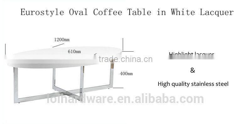 Eurostyle stainless steel base Oval Coffee Table in White Lacquer