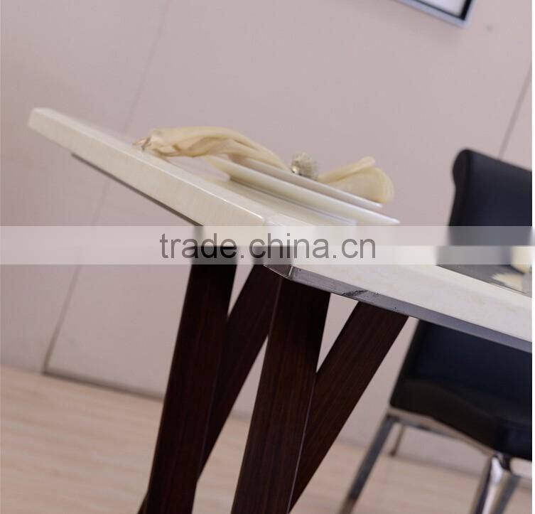 luxury European modern furniture 1PC customized marble top metal feet 4-6 chairs dining table fashion simply dining room set
