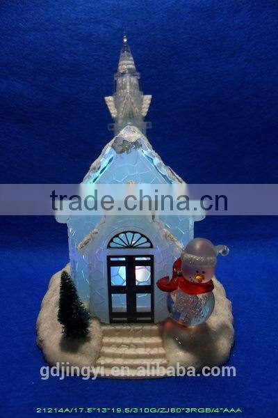 2015Dongguan Acrylic 7inch snow house with LED color-changing Light