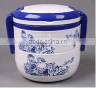 Portable two layers round lunch box with lock