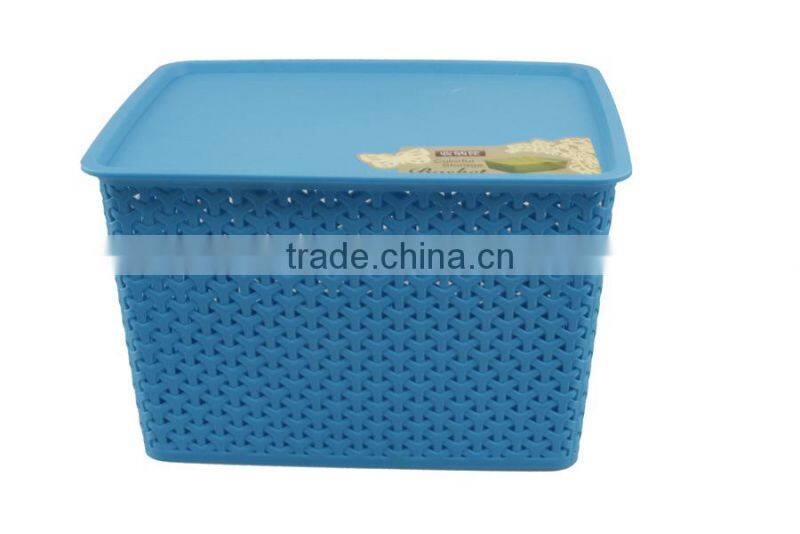 multi-purpose rattan box plastic storage basket with lid