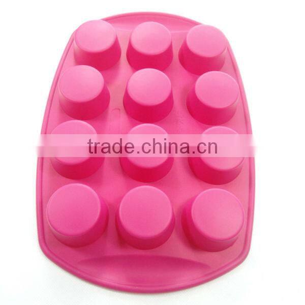 Wholesale 12 holes big silicone cake baking oven palm kernel cake mold, cooki cake mould