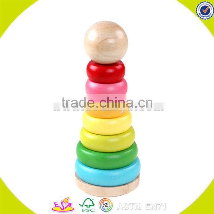 wholesale baby wooden stacking blocks toy high quality kids smooth wooden stacking blocks toy for fun W13D120