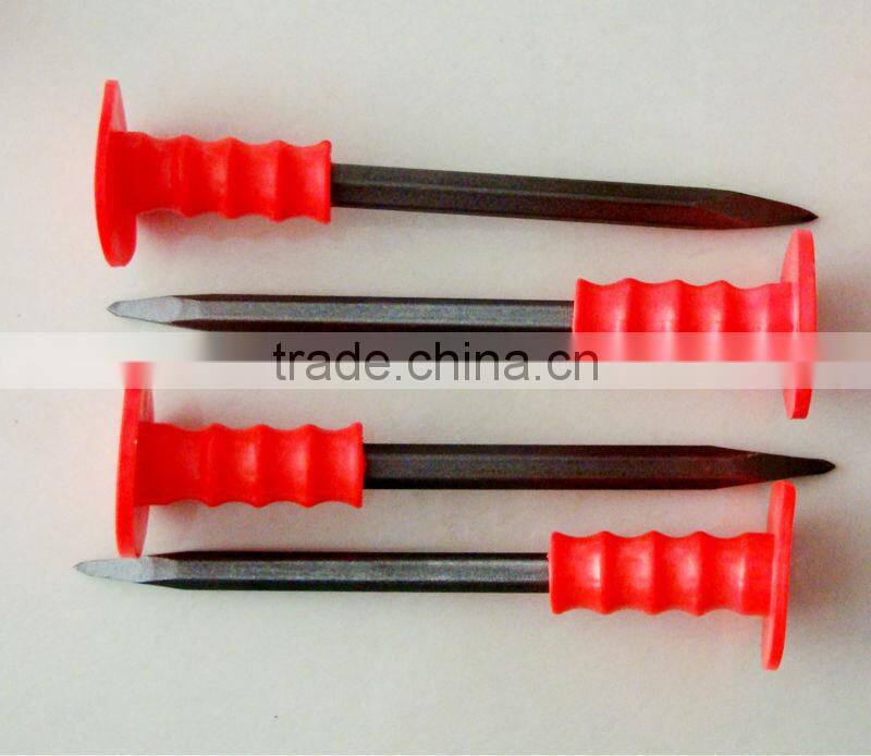 Cold chisel with antiskid rubber grip