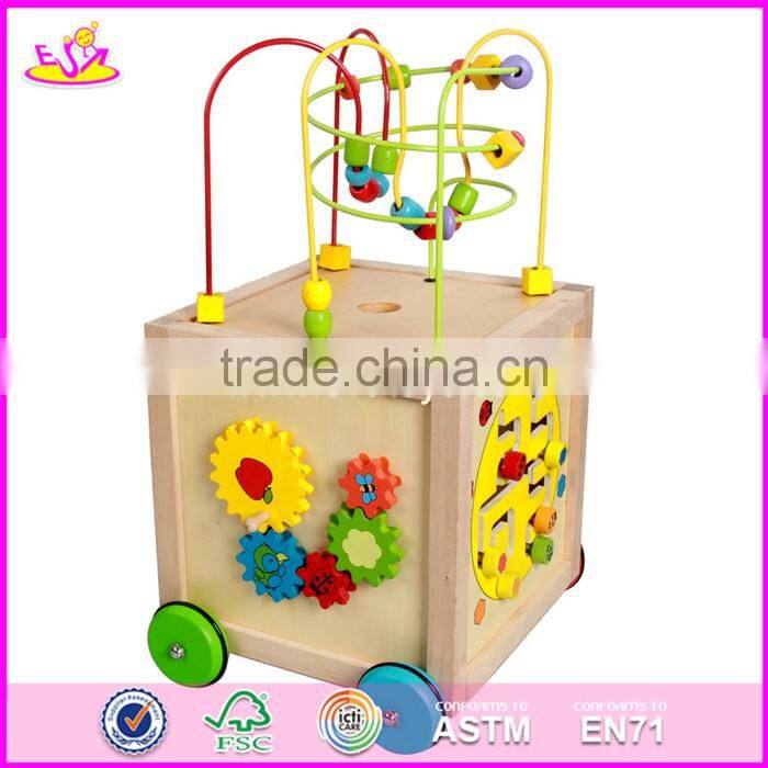 Multi-function 5 in 1 wooden toy activity cube for toddlers W11B136-S