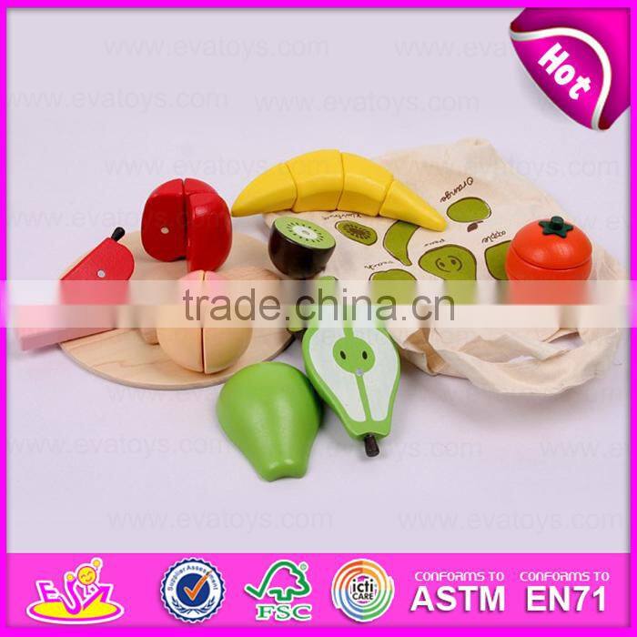 2015 new wooden kitchen set for baby, wooden vegetable cutting toy for children, pretend play wooden cutting toy W10B137